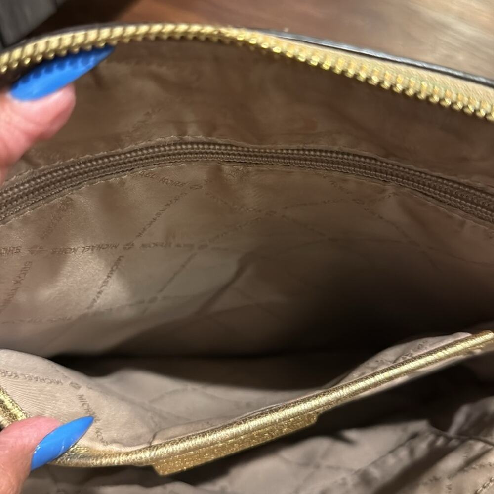 Michael Kors Pre Loved backpack in Gold metallic W/  wear mainly inside & straps - Picture 6 of 14
